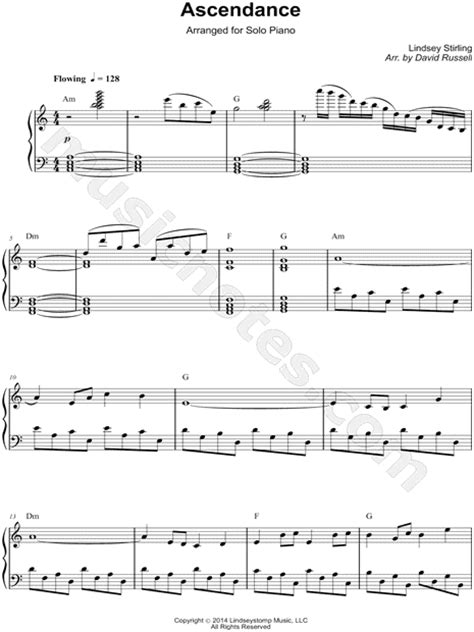 Lindsey Stirling Ascendance Sheet Music Piano Solo In A Minor Download And Print Sku