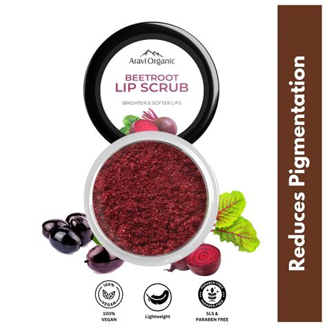 Aravi Organic Beetroot Lip Lightening Scrub Balm For Dark Chapped