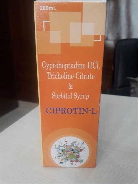 Cyproheptadine Hcl Tricholine Citrate And Sorbitol Syrup For