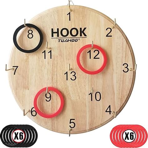 Tuahoo Quoits Garden Game Wooden Board Darts Wall Game Hoops Hook