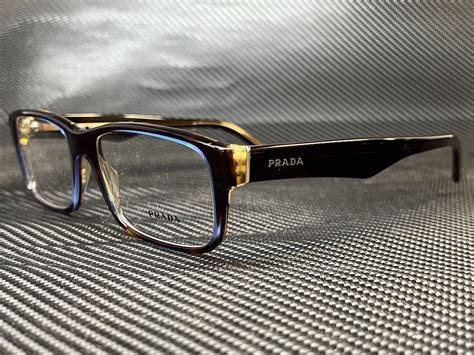 Prada Pr 16mv Zxh1o1 Tortoise Denim Rectangle 55 Mm Mens Eyeglasses