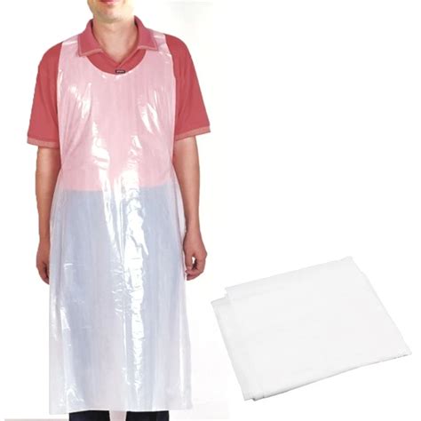 Pe 100pcs Disposable White Aprons Waterproof Anti Oil Kitchen Hotel