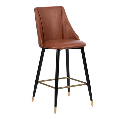 Homy Casa Modern Minimalist Cognac Faux Leather Upholstered Counter