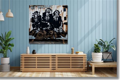 Banksy Three Wise Monkeys Funny Banksy Monkey Wall Art Banksy