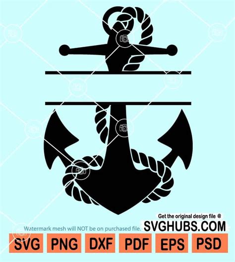 Anchor With Rope Split Monogram Svg Anchor Split Monogram Svg Anchor Svg