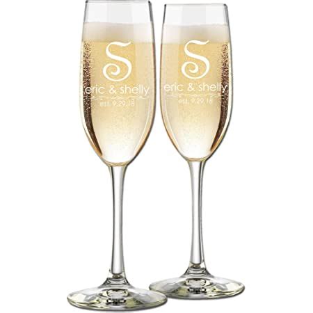 Amazon Custom Wedding Champagne Flutes Set Of Single Initial