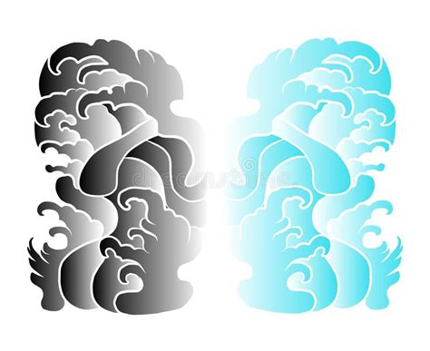 Vector Illustration For Tattoo Stylechinese Waves And Clouds Vector