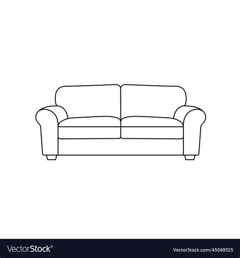 Sofa outline icon on isolated white background Vector Image