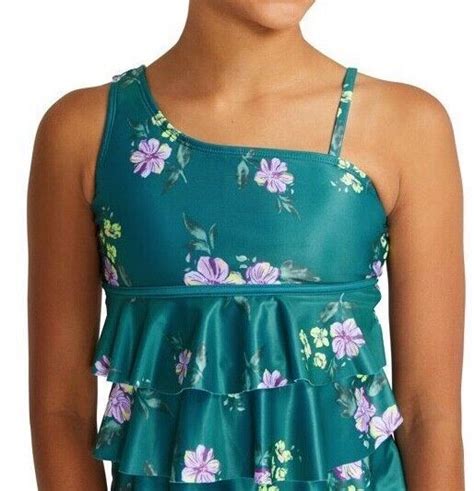 Justice Girls Swimsuit Tankini Bikini Ruffle Swim Set S M L