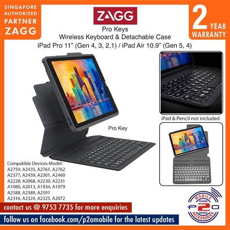 Zagg Pro Keys Wireless Keyboard And Detachable Case For Ipad Pro 11” 2020 2019 2018 3rd Gen 2nd