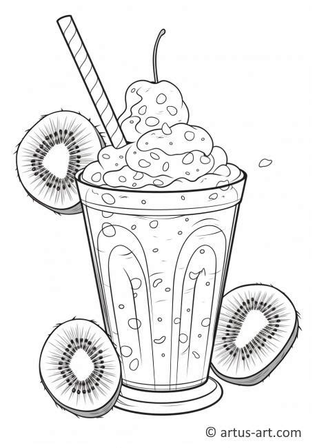 Kiwi Fruit Smoothie Coloring Page » Free Download » Artus Art