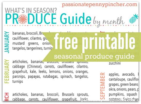 Free Printable Seasonal Produce Guide