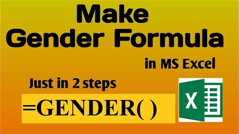 How To Make Your Own Gender Formula In Ms Excel With Easy And Simple Method Youtube