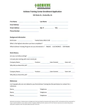 Fillable Online ATC Enrollment Application Form Fax Email Print PdfFiller