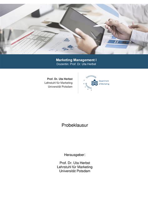 Probeklausur Marketing Management I Uni Potsdam Studocu