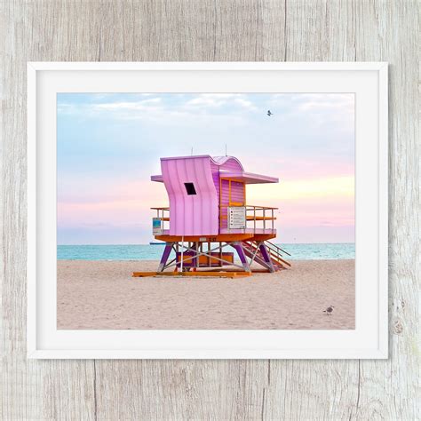 Pink Art Deco Beach Wall Decor Coastal Framed Art and Canvas - Etsy