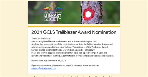 Gcls Trailblazer Award Nomination