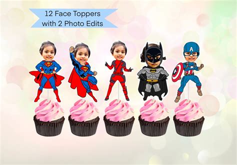 Super Hero Custom Face Cupcake Toppers Super Hero Cupcake Toppers