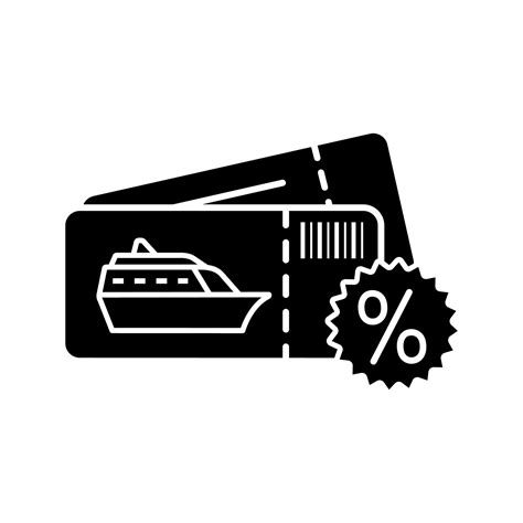 Cheap cruise deal glyph icon. Cruise discount. Shore excursions, tours