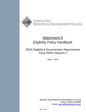 Fillable Online Attachment A Eligibility Policy Handbook Fax Email