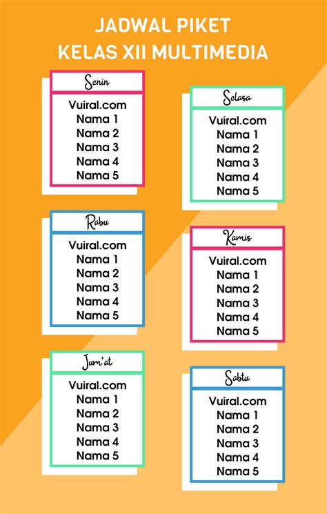 Download Template Desain Jadwal Piket Kelas Kreatif Dan Aesthetic Vuiral