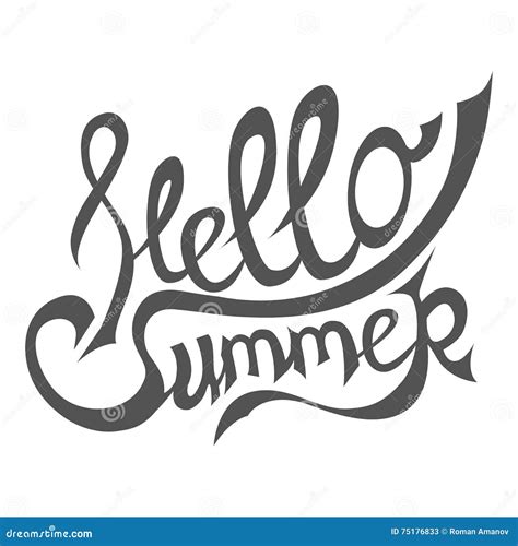 Hello Summer Phrase Handwritten Lettering Vector Lettering Isolated