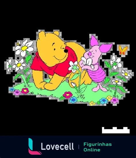 Figurinha Ursinho Pooh E Leit O No Jardim Florido Para Whatsapp