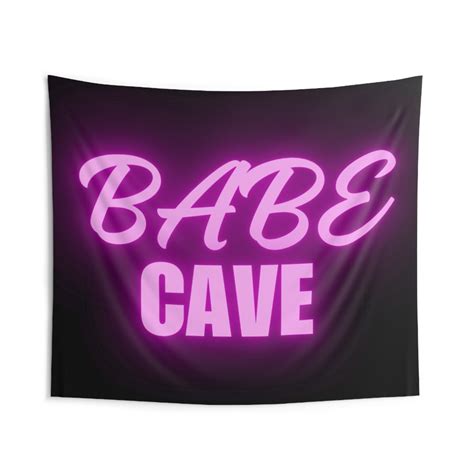 Babe Cave Tapestry For Bedroom Aesthetic Pink Funny Meme Tapestries For