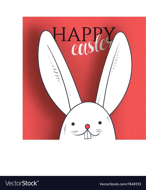 Happy Easter Rabbit Looks And Greeting Calligraphy