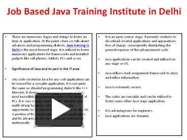 PPT Job Based Java Training Institute In Delhi PowerPoint