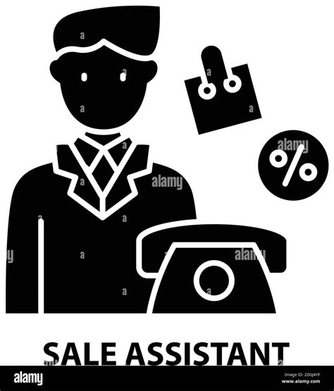 Sale Assistant Icon Black Vector Sign With Editable Strokes Concept