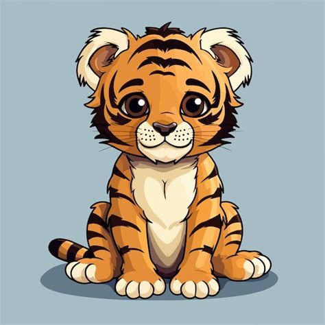 Premium Vector | Baby tiger with a happy face and designed using a ...