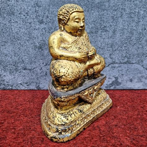 Thai Bronze Gold Buddha Statue Sangkajai Chinese Fat Buddha Laughing