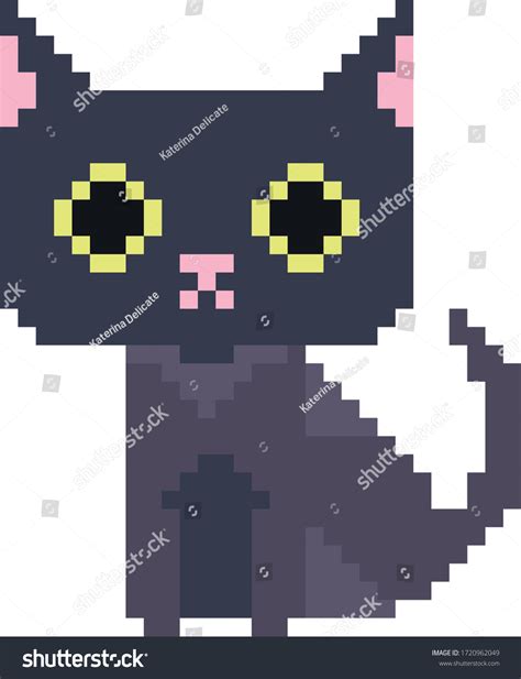 Pixel Art Black Cat Icon Royalty Free Stock Vector 1720962049