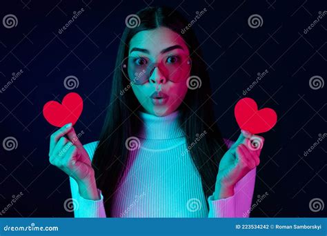 Photo Of Excited Young Millennial Lady Hold Heart Wear Spectacles White