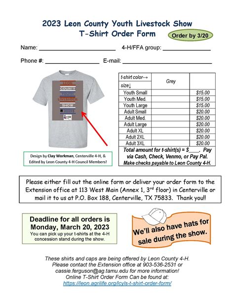 LCYLS T Shirt Order Form Leon