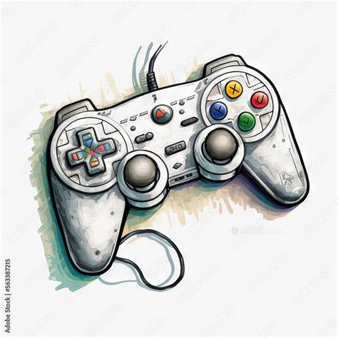 A Drawing Of A Video Game Controller With Buttons On It S Side And A