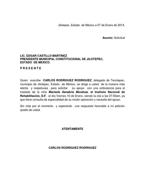 Oficios De Solicitud De Apoyo