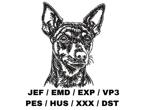 Miniature Pinscher Face Outline Embroidery