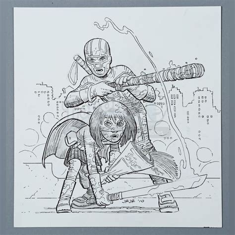John Romita Jr Hand Drawn Kick Ass And Hit Girl Magazine Cover Artwork KICK ASS SHORTLIST
