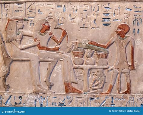 Closeup of Egyptian Hieroglyphs and Paintings Stock Image - Image of ...