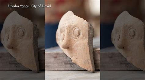 Ancient Clay Jar Fragment Depicting Grotesque Deity Discovered In