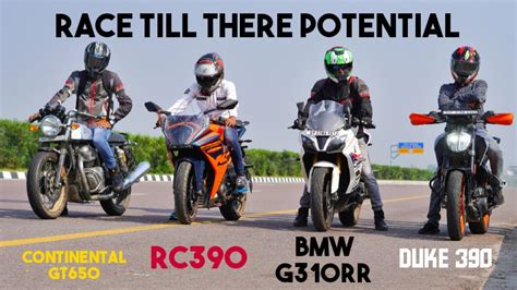 BMW G310RR Vs ROYAL ENFIELD CONTINENTAL GT650 Vs KTM RC 390 Vs KTM DUKE