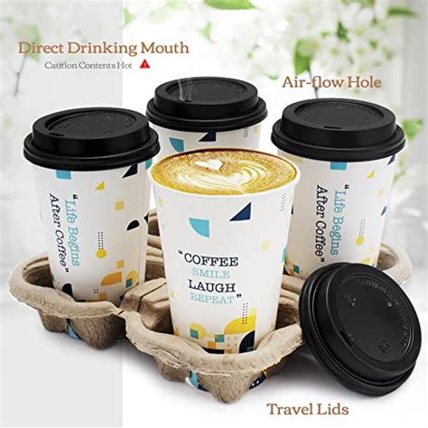 Pack Hot Cups With Lids Oz Disposable Coffee Cups Oz Reusable Recyclable To