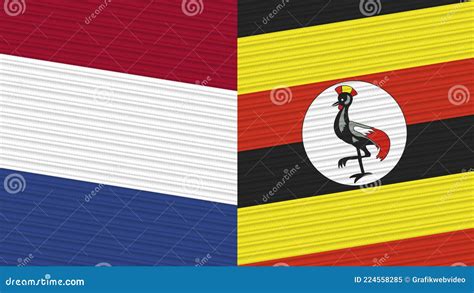 Uganda And Netherlands Two Half Flags Together Stock Illustration