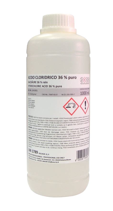 Acido cloridrico 36 % puro (HCl) - vendita