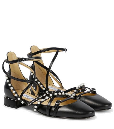 Jimmy Choo Celestia Embellished Leather Flats Jimmy Choo