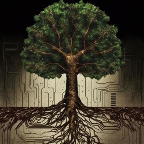 Premium Ai Image A Tree With Roots Growing Out Of It On A Circuit