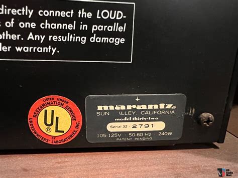 Marantz Model 32 Rare Amplifier Champagne Engraved Faceplate