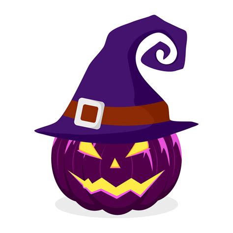 Halloween Pumpkin With Witches Hat Isolated On White Background Vector